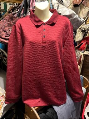 NFINITY Men's V-Neck Textured Knit Sweater - Red XL